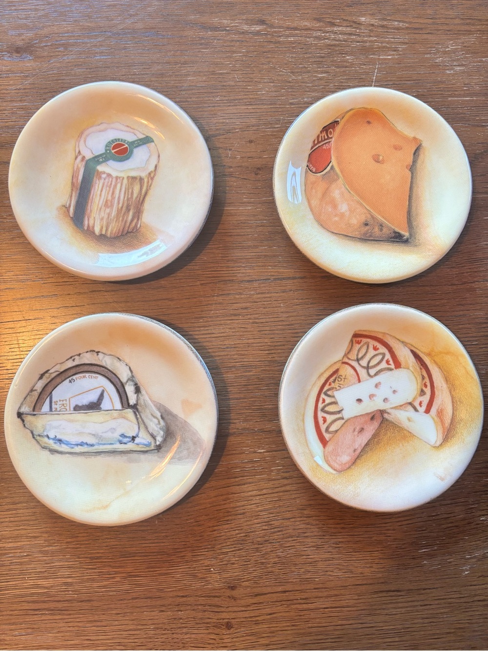 Williams Sonoma Cheese-Themed Decorative Accent Plates in Cream and Tan